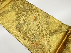 花唐草に蝶・華紋模様織出し袋帯